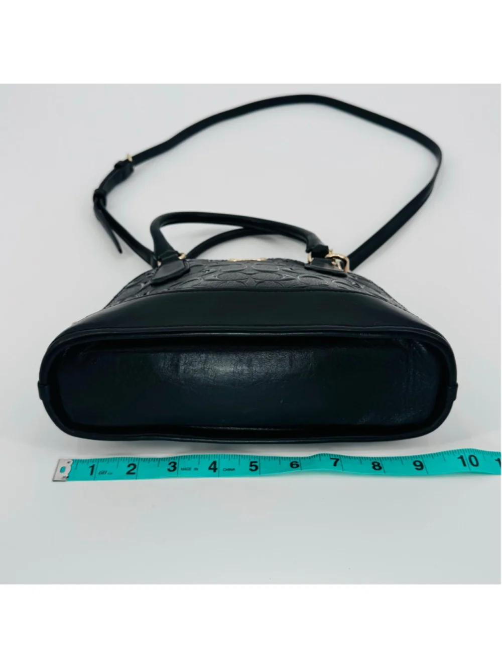 Coach F35279 Sierra Dome Satchel Black Signature Patent Leather Gold